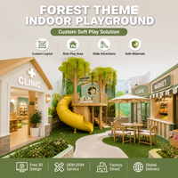 Centre de jeu Jungle Tree House avec toboggan jaune et vitrines, équipement de divertissement intérieur pour les acheteurs de centres de jeux commerciaux