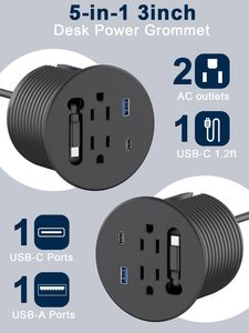 <span class=keywords><strong>Prise</strong></span> de bureau intelligente américaine encastrée avec 1 câble USB-C rétractable, <span class=keywords><strong>prise</strong></span> de bureau et de canapé encastrée, <span class=keywords><strong>prise</strong></span> de bureau ronde - Product Image 2