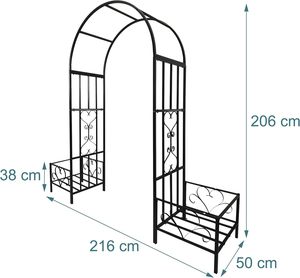 Arche de jardin <span class=keywords><strong>en</strong></span> <span class=keywords><strong>fer</strong></span> <span class=keywords><strong>forgé</strong></span> résistante aux intempéries avec porte simple et toit, support robuste <span class=keywords><strong>pour</strong></span> <span class=keywords><strong>plantes</strong></span> <span class=keywords><strong>grimpantes</strong></span> - Product Image 1