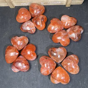 Wholesale High Quality Red Fire Quartz Heart Red Hematoid Heart Shape Crystal Gemstone For Healing
