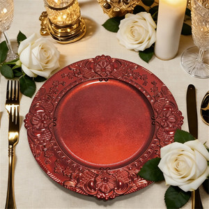 <span class=keywords><strong>Sottopiatti</strong></span> Vintage in Plastica Oro Argento Nero da 13 Pollici per Decorazioni Tavola Casa e Matrimoni - Product Image 3