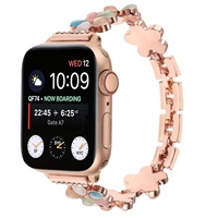 Correa de reloj de cadena de Metal de trébol de cinco hojas para Apple Watch 38MM 40MM 41MM 42MM 45MM 49MM 22MM 20MM Correa