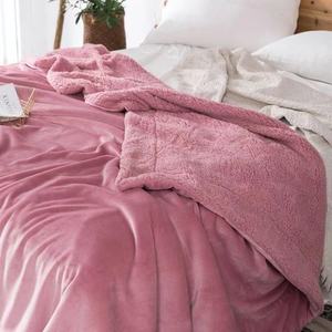 Chất Lượng Cao Hai Lớp Sherpa Chăn Sang Trọng Ấm Cúng Dày <span class=keywords><strong>Polyester</strong></span> Lông Cừu Dệt Kim Mùa Đông Chăn Đầy Đủ Kích Thước Bệnh Viện Máy Bay - Product Image 2