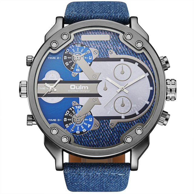 OULM 3548 New Arrival Top Brand Luxury Japan Movt Quartz 2 Time Zone Casual Watches Big FaceMen Watch Relapan Quartz