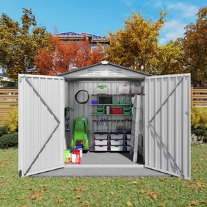 6x3.6ft Iron Contemporary Design Garden Storage Shed Multi-Function Waterproof Outdoor Furniture <b>Tool</b> <b>House</b> Lockable Door - Product Image 1
