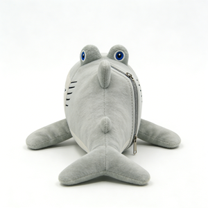 Estuche de lápices personalizado con forma de tiburón, estuche de lápices de peluche de tiburón, estuche de lápices con cremallera de tiburón gris, estuche de lápices con forma de animal. - Product Image 5