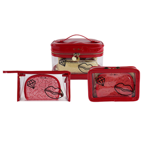 Ensemble de 3 trousses de maquillage de luxe et tendance en PVC transparent avec fermeture éclair, style national, personnalisables avec logo, pour femmes - Product Image 1
