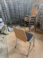 Chaise de conférence en contreplaqué courbé avec structure en acier chromé, chaise de banquet pour formation