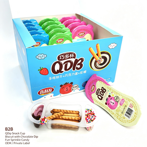 Snack per <span class=keywords><strong>Bambini</strong></span> Certificato ISO9001 Halal HACCP: Bastoncini di Biscotto con Cioccolato e Coperchio per Salse e Granella, Produzione Diretta OEM 3 in 1 - Product Image 1