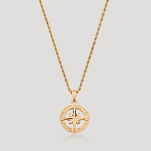 Ispire gioielli da uomo collana a catena a maglie in acciaio inossidabile Non appannato pendente a stella del nord <span class=keywords><strong>con</strong></span> <span class=keywords><strong>bussola</strong></span> a gettone alla moda - Product Image 3