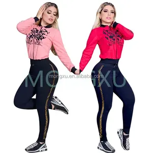 Abbigliamento autunnale da donna abbigliamento di lusso da donna tute da Jogging con stampa di design famoso marchio Zipper Up Set di pantaloni da 2 pezzi Set di tute