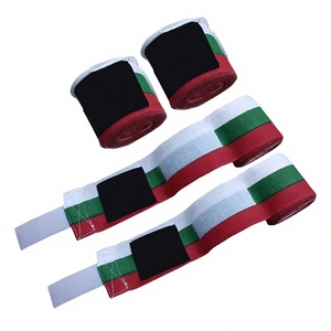 Bandages de boxe Saibro en coton élastique pour l'entraînement de kickboxing toutes saisons, rayures rouges, vertes et blanches - Product Image 5