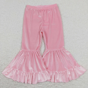 กางเกงขายาวกำมะหยี่เด็กผู้หญิงสุดฮิต 8 สี เอวสูง ยางยืด สีพื้น แต่งระบาย - Product Image 2