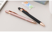 Bolígrafos de Metal de Lujo con Logotipo Personalizado, Diseño de Pantalla Táctil Suave, Acabado en Oro Rosa Multicolor, Empuñadura de Goma, Tinta Negra de 1.0 mm