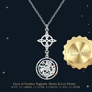 Collana Tetragrammaton con nodo della strega portafortuna protezione amuleto in acciaio inox catena a maglie minimalista bella collana pendente - Product Image 3