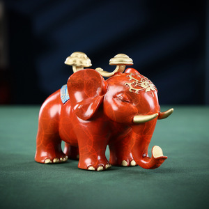 Copper World <b>Elephant</b> Figurine Red Handmade Auspicious <b>Decor</b> Office Desk Gift - Product Image 2