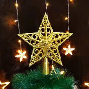 Distributor Supply 20Cm Five-Pointed Star European Style Christmas <b>Tree</b> Top Plastic Eco-Friendly for Festive Decorations - Product Image 2