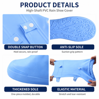 Couvre-chaussures de pluie de haute qualité avec boutons-pression double rangée, semelle antidérapante épaissie, réutilisable, portable et imperméable