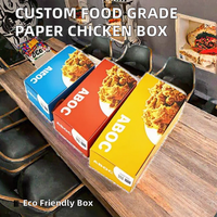 Boîte à poulet frit personnalisée en papier alimentaire recyclable avec finition mate et gaufrage, design à pliages