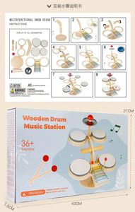 Natural Wood New Arrival Baby Multifunctional Xylophone Wooden <b>Drum</b> Stand Instrument Toy for Toddler - Product Image 6