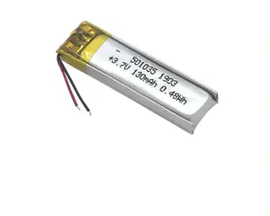 GEB 3.7V 501035 130mAh rectangle rechargeable lithium polymer battery