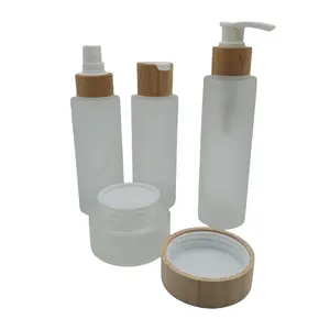 Fabriek Cosmetische Container 30G 50G Bamboe Pot 30M 50Ml Bamboe Glazen Fles En Kalibratie Dropper Set Natuurlijk Aangepast
