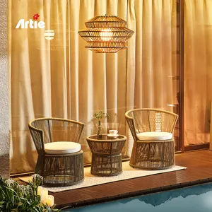 Artie Luxury Small Balcony Furniture Outdoor Wicker Garden Chair Set Terrace Furniture Balcony Table And Chair