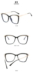 Nueva moda mujer Anti luz azul gafas para hombres Metal ojo de gato Marco de gran tamaño óptica General lectura gafas de ordenador - Product Image 5