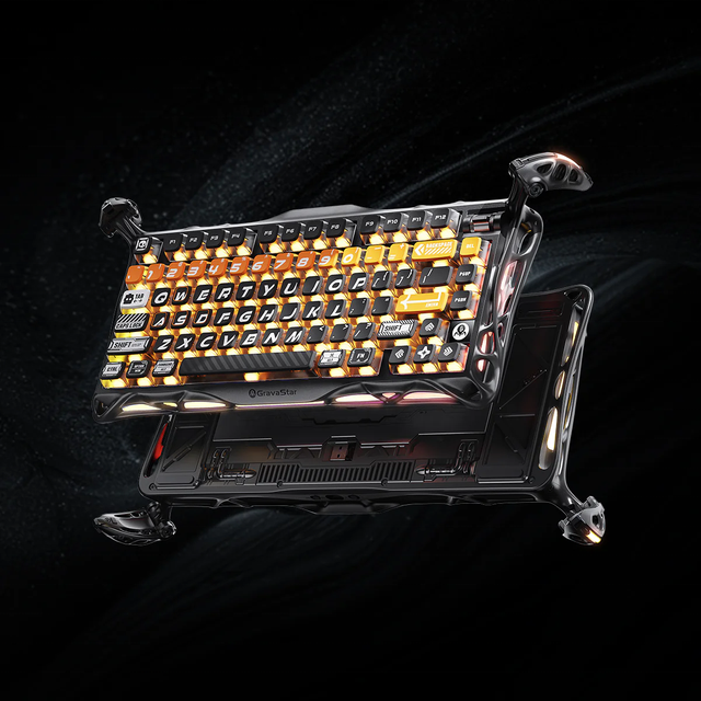 New GravaStar Mercury K1 Pro Gaming Keyboard CyberFlare / Interstellar Silver 75% Tri-mode Mechanical RGB 8000mAh for E-sports