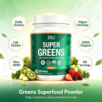 Poudre de Super Aliments Verts à Marque Blanche avec Spiruline, Chlorelle et Probiotiques, GMP, pour l'Immunité et l'Énergie Quotidiennes, OEM/ODM, MOQ Flexible