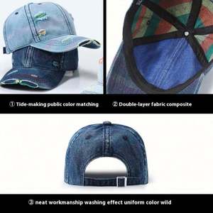 Gorra de Béisbol de Mezclilla Lavada Estilo Retro Artístico Personalizada para Hombre y Mujer, Gorra de Golf Desgastada para Primavera y Otoño, Protección Solar para Exteriores - Product Image 3