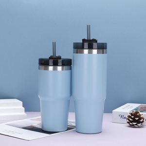 Gobelet de voyage isotherme à double paroi sous vide 20oz 30oz avec couvercle, paille et base antidérapante pour boissons chaudes et froides - Product Image 1