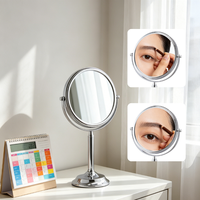 Factory Wholesale Custom Logo Personalized Beauty Makeup Mirror 3X Magnification Adjustable 360° Rotation Metal Stand OEM