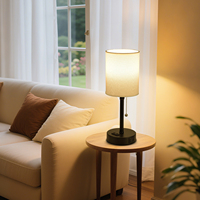 Chargement sans fil USB avec ensemble de lampes de table chevet petite lampe de bureau rechargeable à double prise grise en lin avec interrupteur à tirette