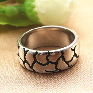 Men's <b>Titanium</b> Steel <b>Ring</b> Retro Silver Stone Pattern Punk Style Fashion Jewelry Gift - Product Image 3
