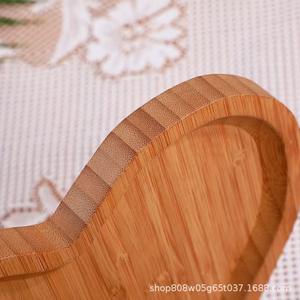 Ensemble de plateaux créatifs en bambou en forme de cœur pour servir thé, fruits, collations, assiettes en bois massif pour la maison, 3 tailles, couleur naturelle - Product Image 2