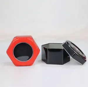 Boîte à <span class=keywords><strong>montre</strong></span> en métal hexagonale de luxe avec couvercle, nouvelle conception 2022, impression de mode, boîte cadeau en étain pour <span class=keywords><strong>montre</strong></span> fossile - Product Image 1
