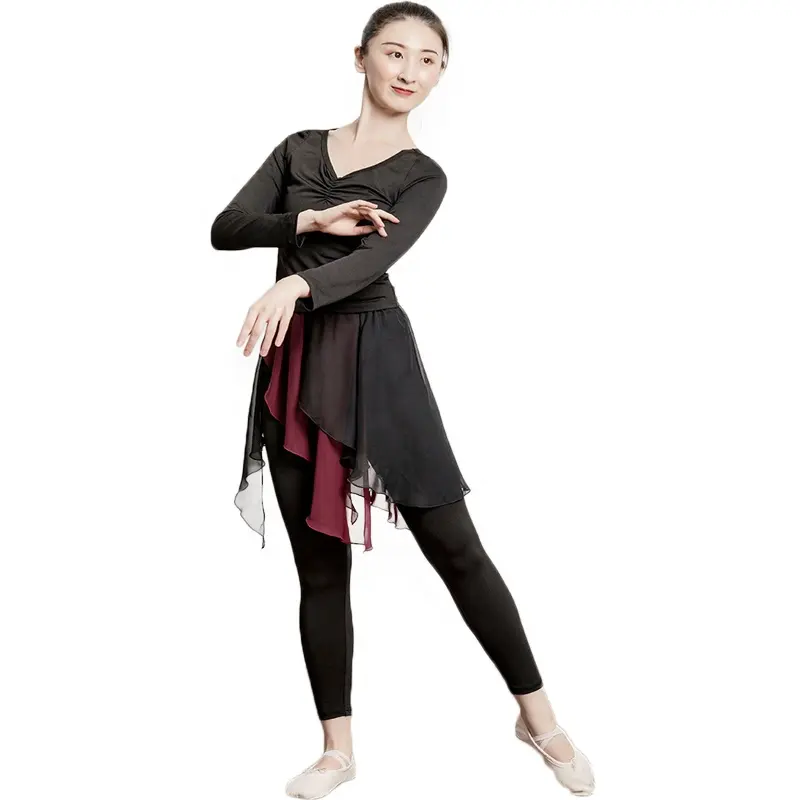 Ballet moderno dança latina formação específica saia calças longo sleeved terno Trajes set