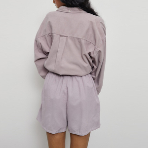 Logos personnalisés vente en gros femmes chemise en velours côtelé manches longues col rabattu bouton vers le bas coton <span class=keywords><strong>surchemise</strong></span> - Product Image 4
