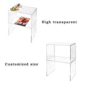 Mesita de noche de acrílico transparente, cómoda y moderna con estantes, mesa de centro lateral de acrílico transparente para dormitorio - Product Image 2