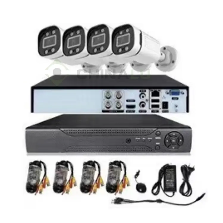 4 canaux 1080P 5MP Vision nocturne enregistrement AHD 4 Kit de caméra CCTV Dvr Système de surveillance vidéo de sécurité à domicile avec caméra