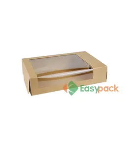 Экологичная коробка для суши, печенья, коробка для ланча из крафт-бумаги с окошком из полиэтилена