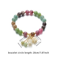 Gelang Bunga Turmalin Alami Multiwarna dari Paduan Seng Etnik yang Anggun untuk Wanita dengan Liontin Lily of the Valley, Hadiah untuknya
