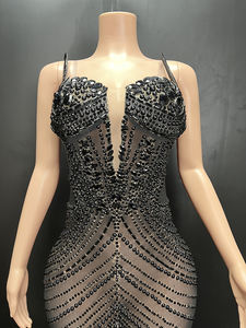 Novance Y3149-E Novità 2024 Abito da Sera <span class=keywords><strong>Chic</strong></span> Senza Maniche in Rete Trasparente <span class=keywords><strong>Abbigliamento</strong></span> da <span class=keywords><strong>Donna</strong></span> Formale e Sexy con Piume - Product Image 2