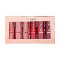 Ensemble de rouges à lèvres liquides mats imperméables longue tenue avec vitamine C 2,5 ml, sans cruauté, 6 couleurs, coffret cadeau de maquillage de luxe