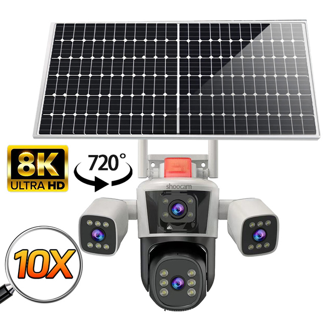 Ipc 360 Home 8k Wireless Triple-Lens Home Security Ptz With Full Color Night Vision Outdoor Solar Security Camera
