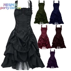 HESPER Vestido Gótico de Falda con Vuelo para Mujer, Estilo Vintage Gótico Steampunk Retro, Disfraz de Princesa para Halloween, Sin Mangas, Inspirado en Películas y Series de TV - Product Image 2