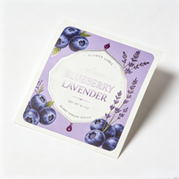 Étiquette autocollante personnalisée en rouleau et en feuille, imperméable, couleur violet lavande argenté, pour emballage alimentaire (confiture, sauce aux fruits)