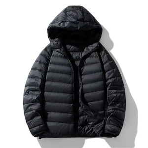 Veste en duvet de canard 90% à 2 couches pour homme Couleur kaki vert <span class=keywords><strong>noir</strong></span> Veste en duvet d'extérieur légère avec capuche Taille M à 4XL - Product Image 1