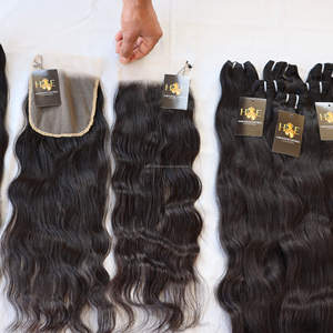 Mechones de cabello humano virgen peruano rizado, extensiones de cabello humano vietnamita con cierre Frontal de encaje HD, venta al por mayor - Product Image 2